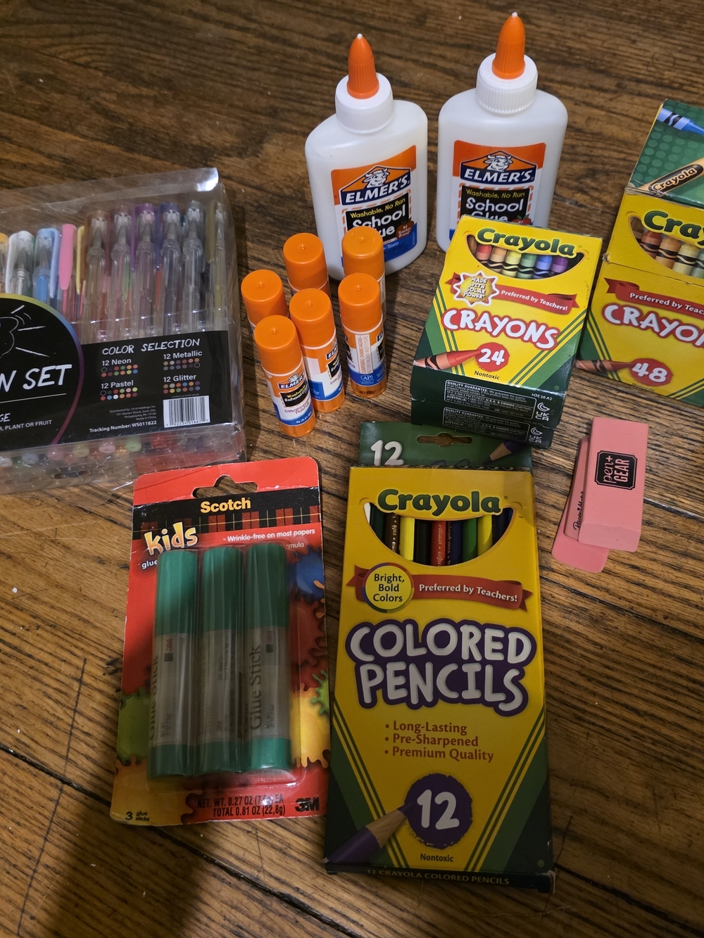 Crayola Colored Pencils & Crayons with Orange Glue Sticks